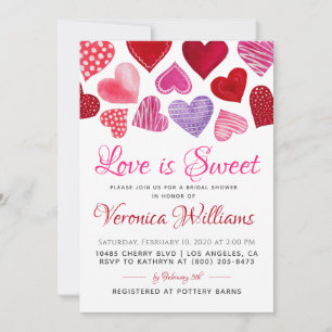 Liebe ist Sweet Valentine's Bridal Dusche Einladun Einladung