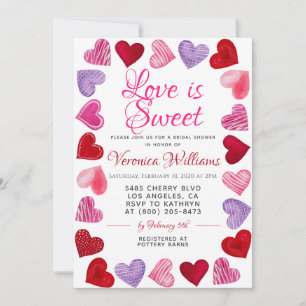 Liebe ist Sweet Valentine's Bridal Dusche Einladun Einladung