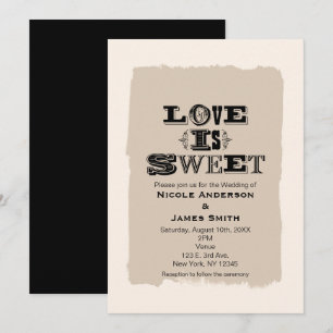 LIEBE IST SWEET Vintage Hochzeit Beige Einladungen