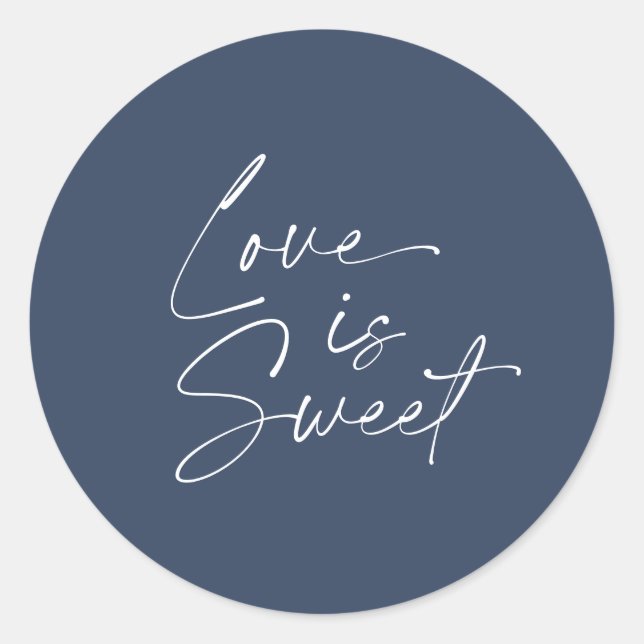 Liebe ist Sweet Wedding Sticker - Navy & White (Vorderseite)