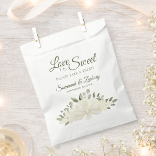 Liebe ist Sweet White Roses Bouquet Elegante Hochz Geschenktütchen
