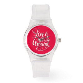 Liebe ist um die Schreibschrift pink herum Armbanduhr