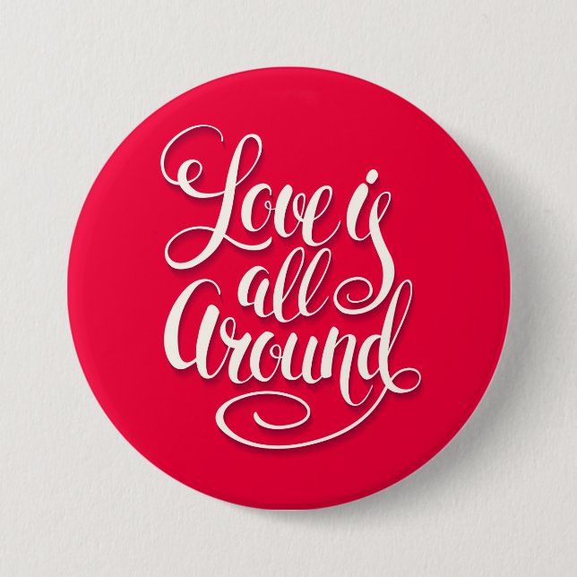 Liebe ist um die Schreibschrift pink herum Button (Vorderseite)