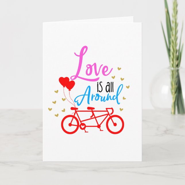 Liebe ist um Tandem-Fahrrad herum Karte (Vorderseite)