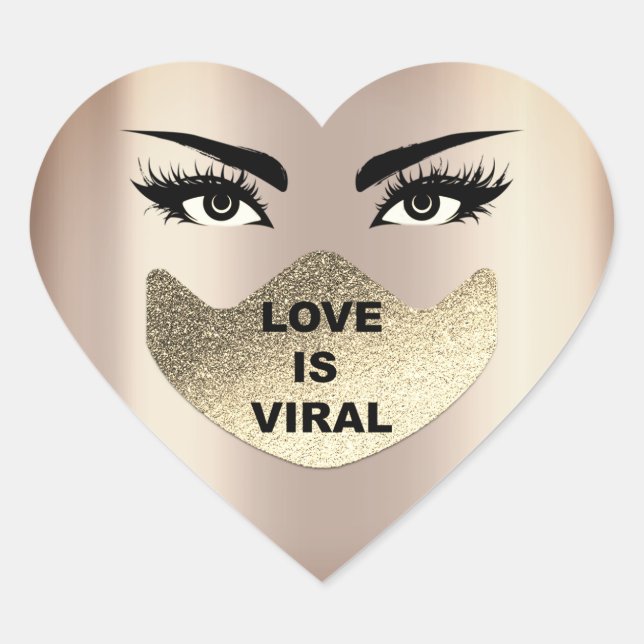 Liebe ist virales Coronavirus Lashes Makeup Gesich Herz-Aufkleber (Vorderseite)