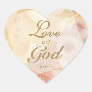Liebe ist von Gott Blassgelbe Rose Herz-Aufkleber