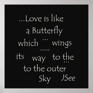 Liebe ist wie ein Schmetterling Kurzlebig  Liebesz Poster