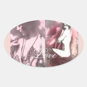 Liebe ist wie eine wilde Rose Ovaler Aufkleber