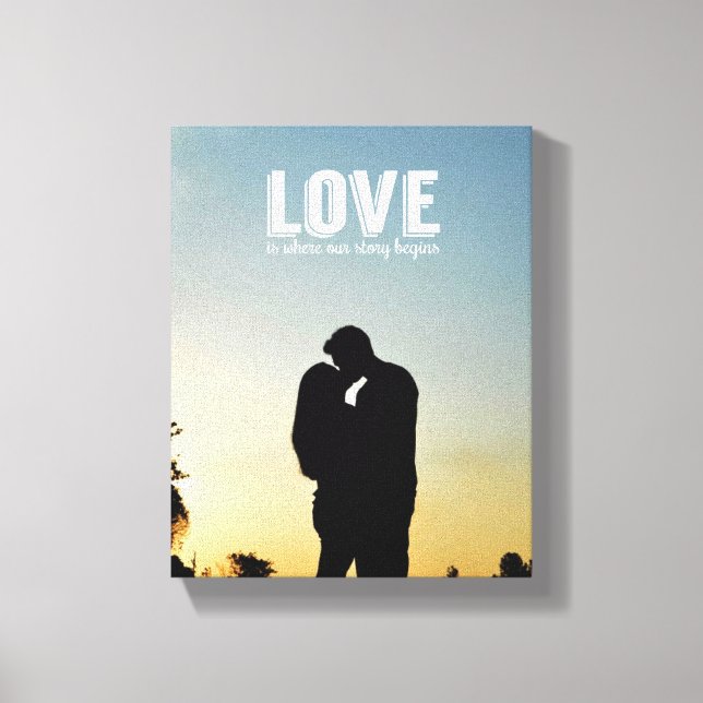 Liebe ist, wo unsere Geschichte beginnt Couple Fot Leinwanddruck (Vorderseite)