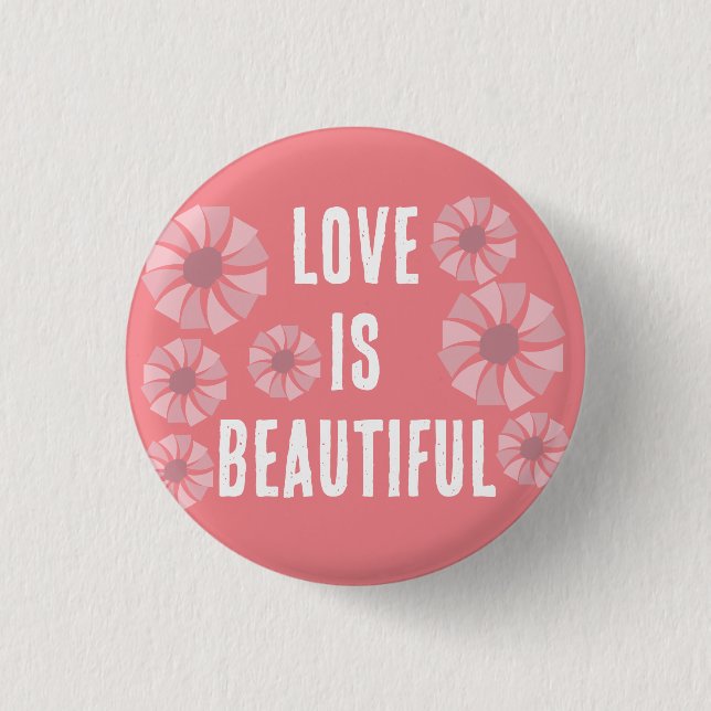 Liebe ist wunderschön rosa Tischtennis-Muster Button (Vorderseite)