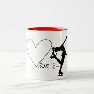 Liebe ist Zahl Skaten, Mädchen-Skater u. Heart/RE Zweifarbige Tasse