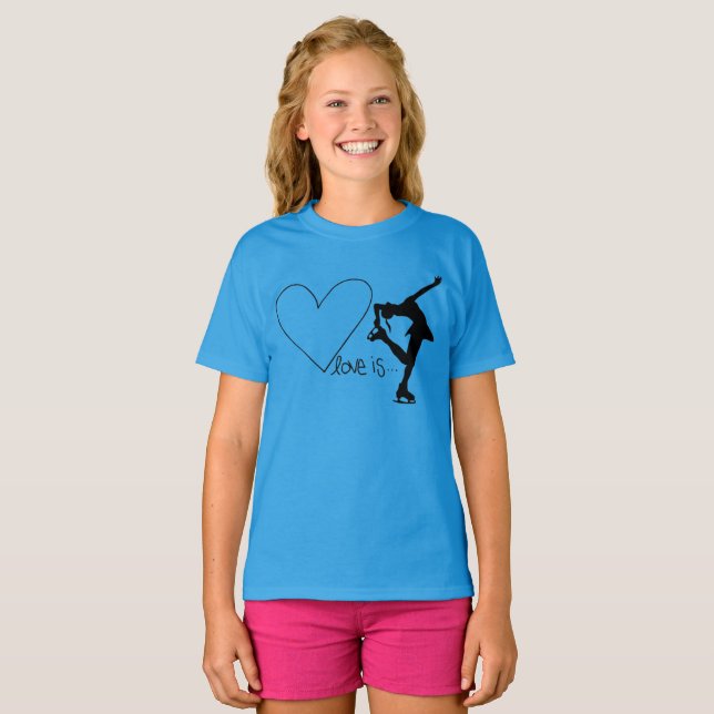 Liebe ist Zahl Skaten, mit Herzen - BLAUER T - T-Shirt (Vorne ganz)