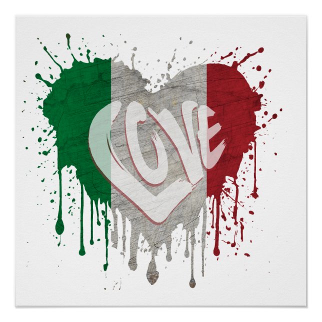 Liebe Italien Flagge Poster (Vorderseite)