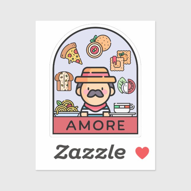Liebe Italienisches Essen Aufkleber (Blatt)