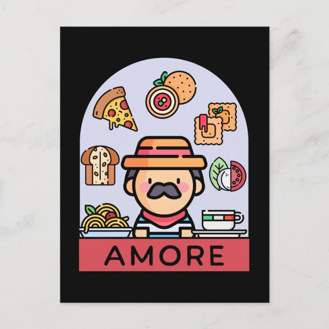Liebe Italienisches Essen Postkarte (Vorderseite)