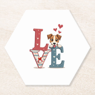 LIEBE Jack Russell Terrier Hund Frohen Valentinsta Untersetzer