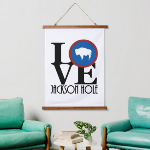 LIEBE Jackson Hole Wyoming Wandteppich Mit Holzrahmen