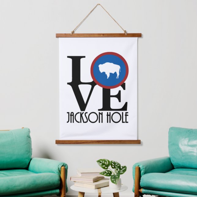 LIEBE Jackson Hole Wyoming Wandteppich Mit Holzrahmen (Wohnzimmer)