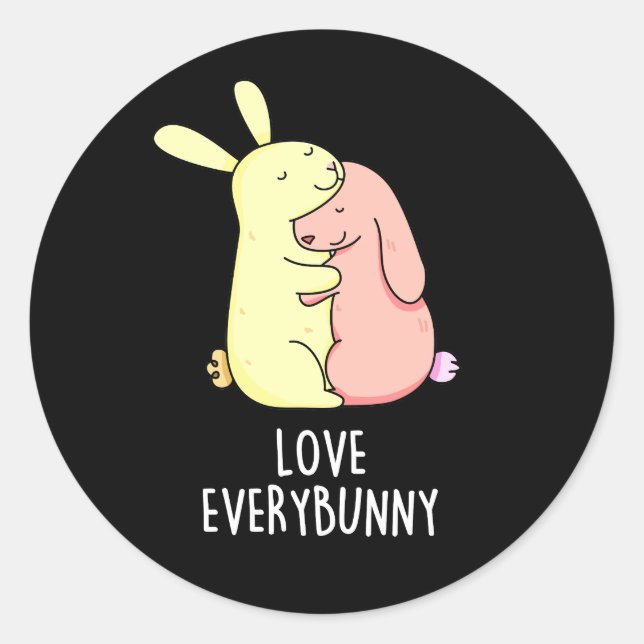 Liebe jedes sonnigen Kaninchen Puff Dark BG Runder Aufkleber (Vorderseite)