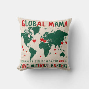 Liebe jenseits der Grenzen: Weltkarte für Mama & M Kissen