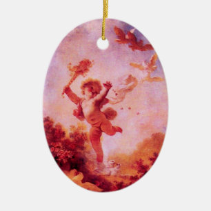 LIEBE JESTER MONOGRAM Red Ruby Keramik Ornament