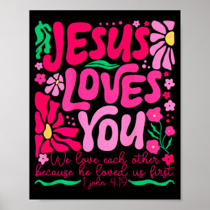 Liebe Jesus Boho Floral Religiöser Glaube Poster
