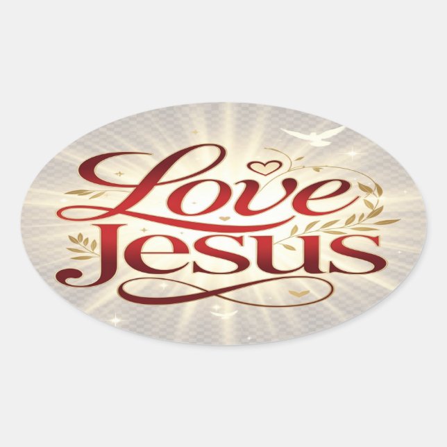 Liebe Jesus Ovaler Aufkleber (Vorderseite)