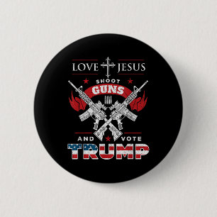 Liebe Jesus. Schießpistolen. Und wählen Sie Trump Button