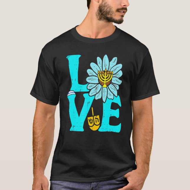Liebe Jewish Daisy Hanukkah Pajamas Chanukah PJs W T-Shirt (Vorderseite)