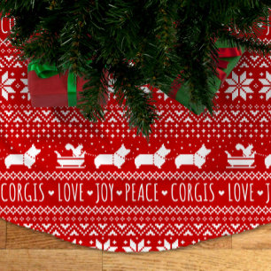Liebe Joce Peace Corgis Feierliche Weihnachtsfeier Polyester Weihnachtsbaumdecke