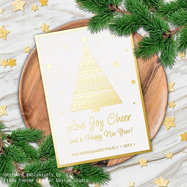 Liebe Joe Cheer Holiday Seasons Greetings Gold Folienkarte (Von Creator hochgeladen)