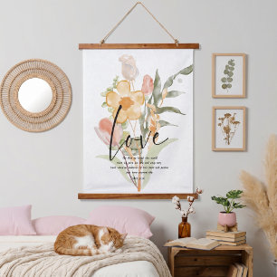 Liebe-Johannes 3:16 orange floral Wandteppich Mit Holzrahmen