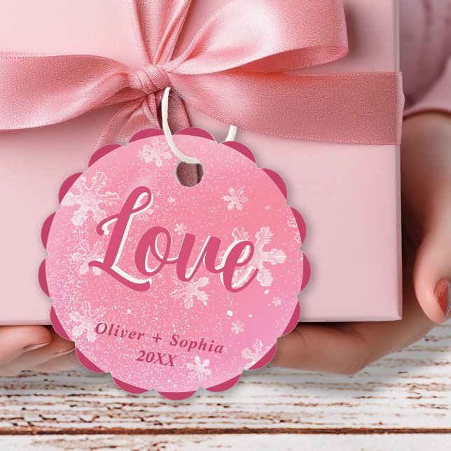 Liebe Josa Pink Snowflakes Weihnachtsfeiertag Geschenkanhänger (Von Creator hochgeladen)
