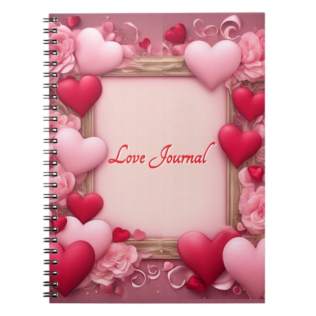Liebe Journal Valentine's Hearts Notebook Notizblock (Vorderseite)
