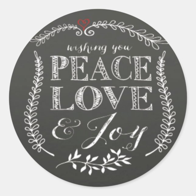 Liebe Joy Chalkboard Holiday mit Handschrift Runder Aufkleber (Vorderseite)