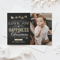 LIEBE JOY HAPPINESS CHALKBOARD CHRISTMAS FOTOKARTE