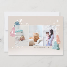 Liebe Joy Hope Pastel Weihnachtsbaumwald 3 Foto Feiertagskarte