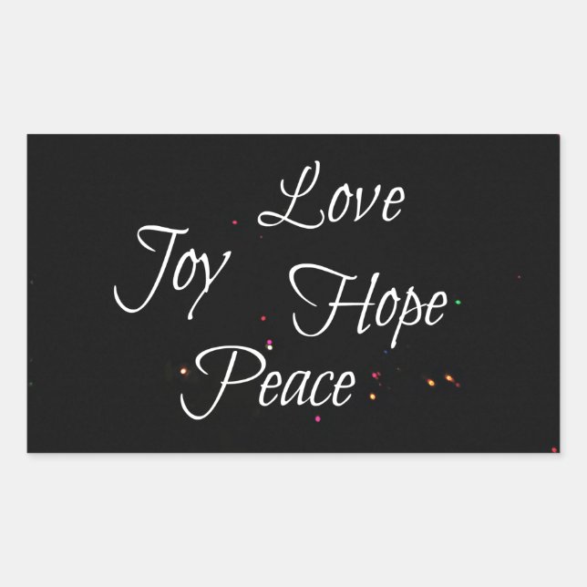 Liebe Joy Hope Peace Rechteckiger Aufkleber (Vorderseite)