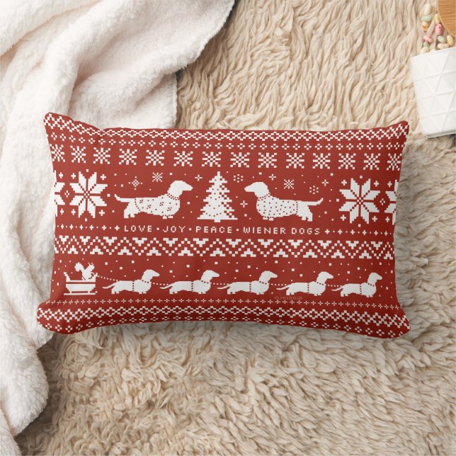 Liebe Joy Peace Dackel Hunde Weihnachtsmuster Lendenkissen (Decke)