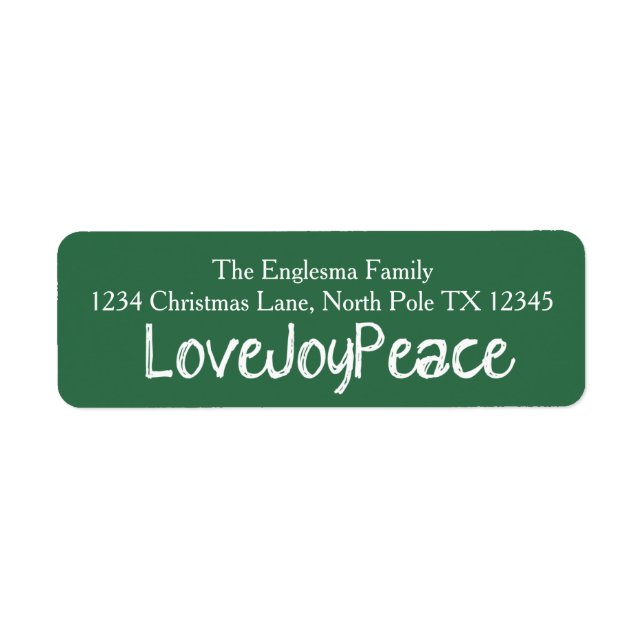 Liebe Joy Peace Green Address Labels (Vorne)