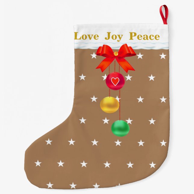 Liebe Joy Peace Großer Weihnachtsstrumpf (Rückseite)