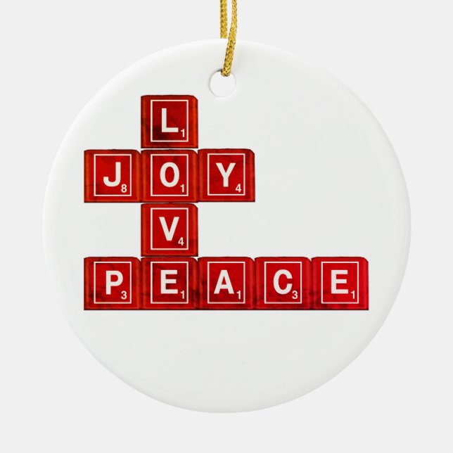 Liebe Joy Peace Keramik Ornament (Vorne)