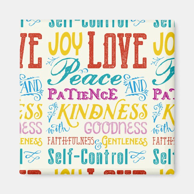 Liebe Joy Peace Kindness Goodness Typografie Art Magnet (Vorne)
