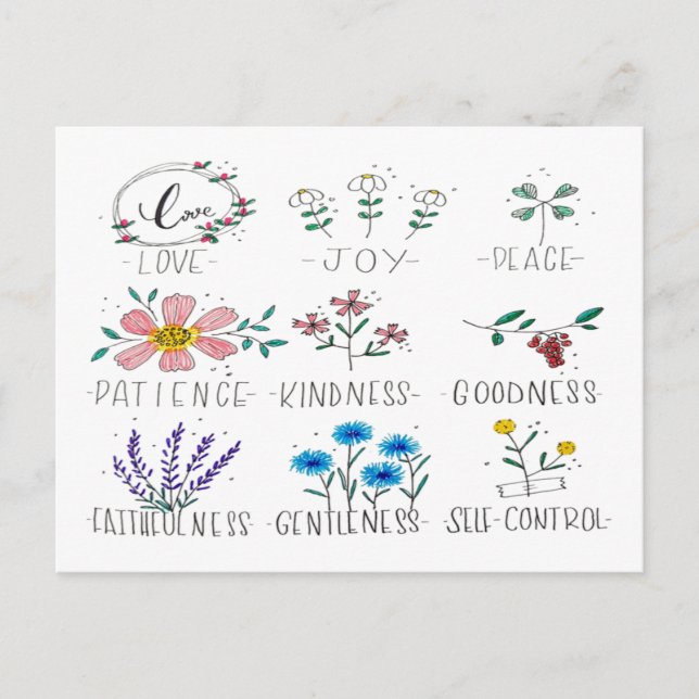 Liebe Joy Peace Postkarte (Vorderseite)