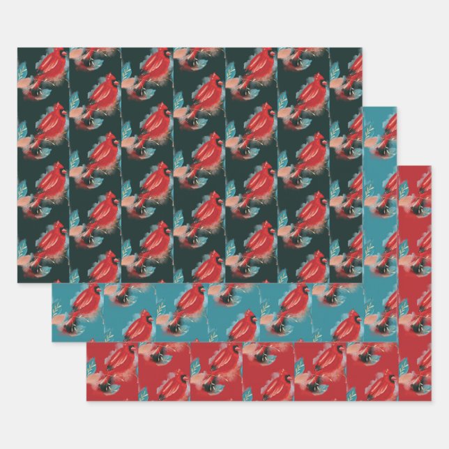 Liebe Joy & Peace Red Kardinal Wasserfarbe Geschenkpapier Set (Set)
