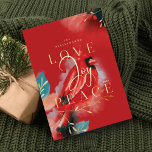 Liebe Joy & Peace Red Kardinal Wasserfarbe Rot Feiertagskarte<br><div class="desc">Unsere Weihnachtskarte im Kardinal verkörpert Wärme, Leben und Energie, die von der Natur inspiriert werden. Ausdrückliche Pinsel- und Stiftöne werden mit unserem künstlerisch stilisierten Vogelkunstwerk Roter Kardinal kombiniert. Das Gefühl der Liebe, der Freude und des Friedens hervorheben. Die Farben Rot, Rot, Schwarz, Schwarz, Schwarz, Saphirblau und Dunkelgolden sind in einem...</div>