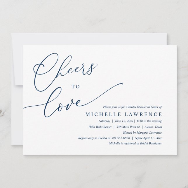 Liebe jubeln, Romantisches Brautparty Party Einladung (Vorderseite)