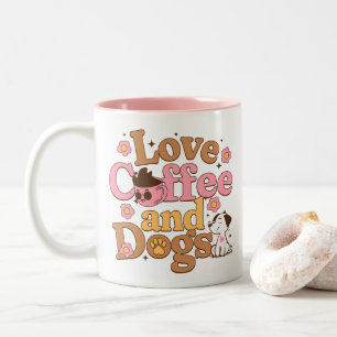 Liebe Kaffee und Hunde Retro Zweifarbige Tasse