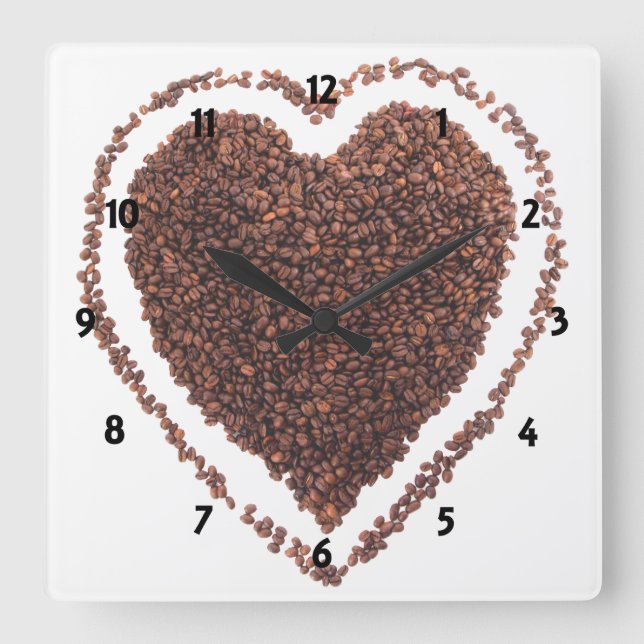 Liebe Kaffeemaschine Quadratische Wanduhr (Vorderseite)