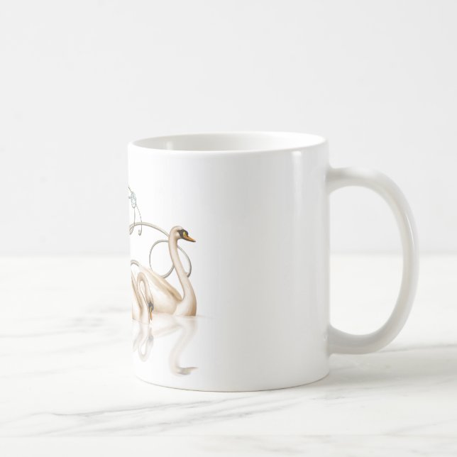 Liebe Kaffeemaschine Tasse mit zwei Schwänen (Rechts)